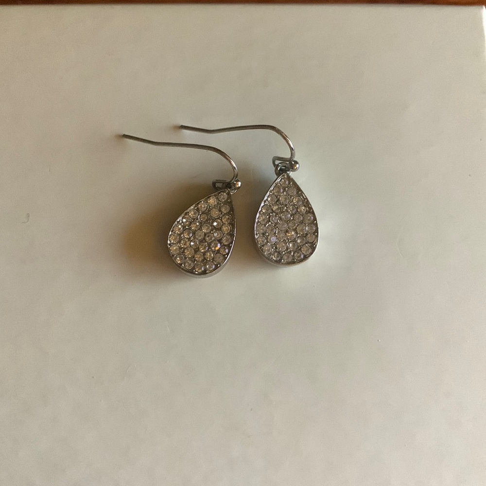 Silver Dangle Teardrop Earrings